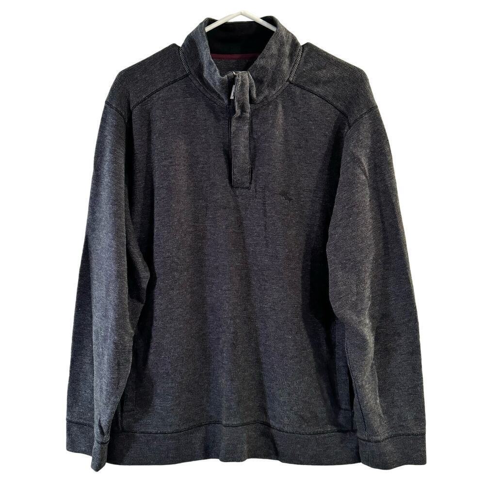 Tommy Bahama Cotton Mens Long Sleeve Pullover Gray Size Large Classic Comfy